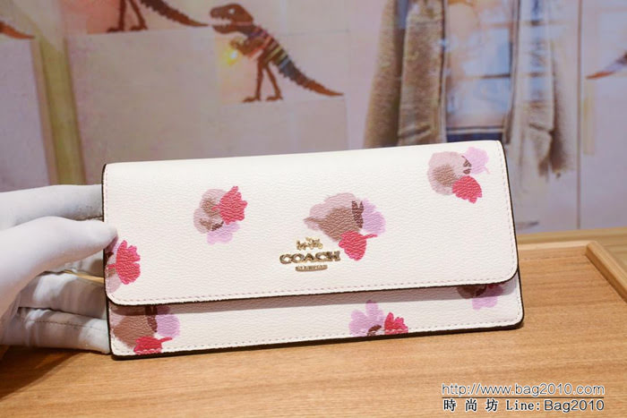 COACH蔻馳 53747# 女士信封錢包 卡位/零錢位齊全 時尚按扣  Chz1323